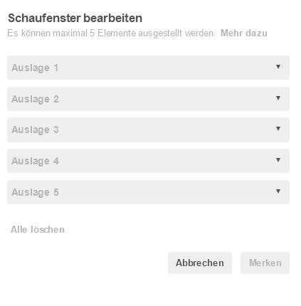 Schaufenster auswählen