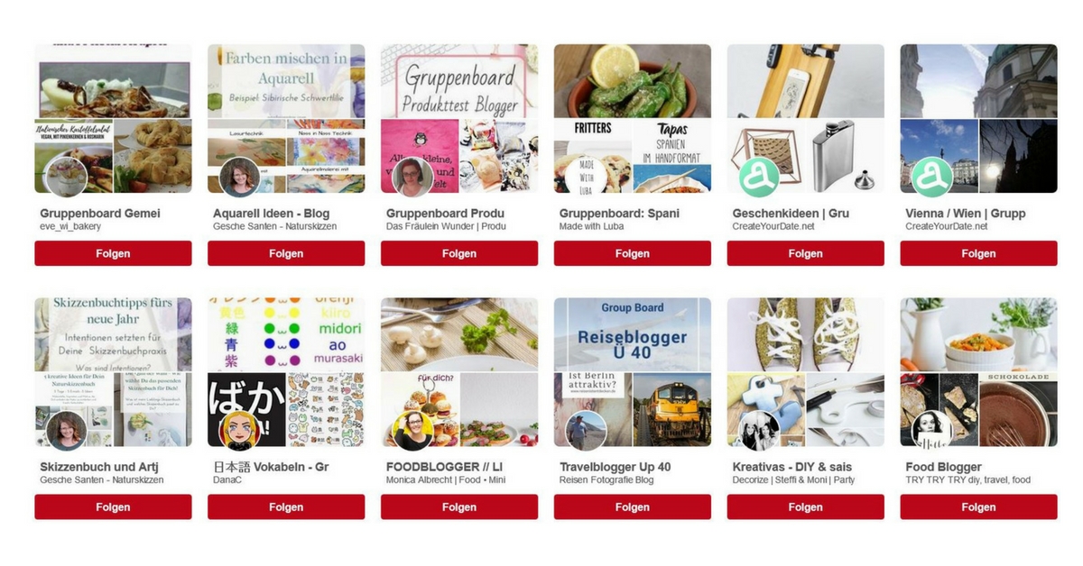 Pinterest Gruppenboards finden