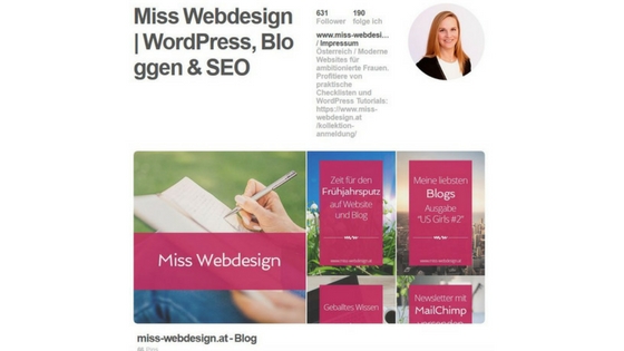 Pinterest Account Miss Webdesign