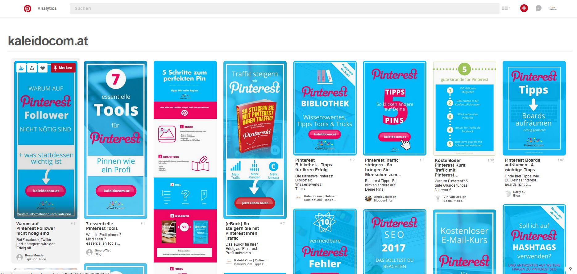 So prüfen Sie, welche Pins von Ihrer Webseite bereits gepinnt wurden.