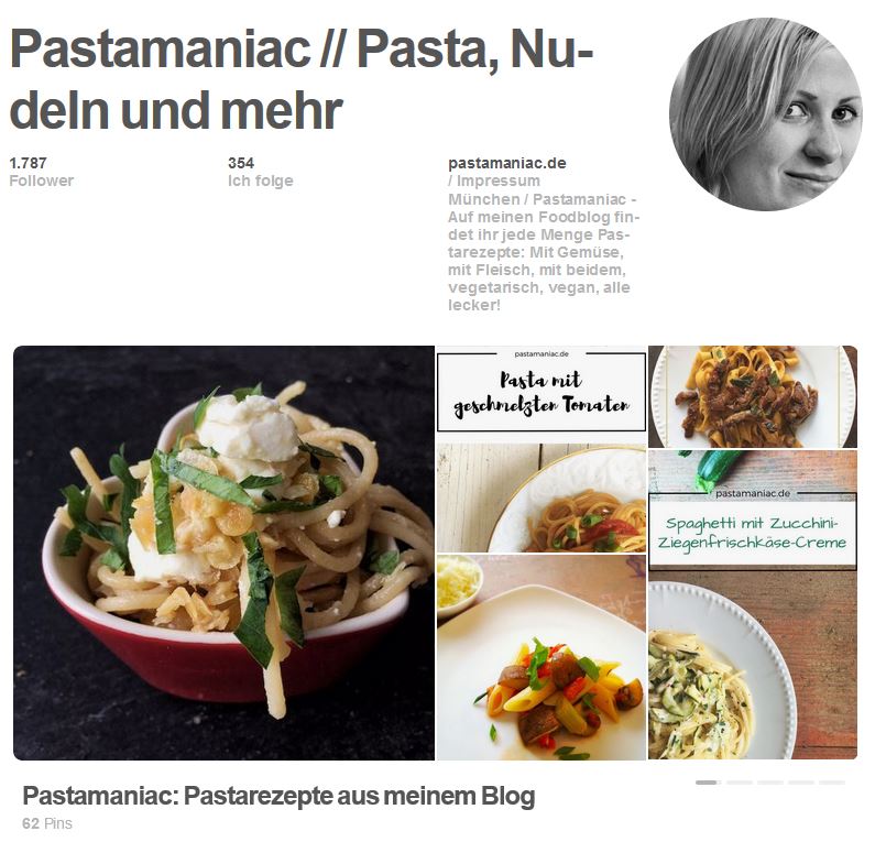 Pastamaniac Pinterest Account
