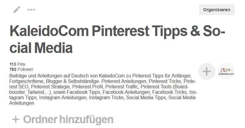 Pinterest Ordner hinzufügen