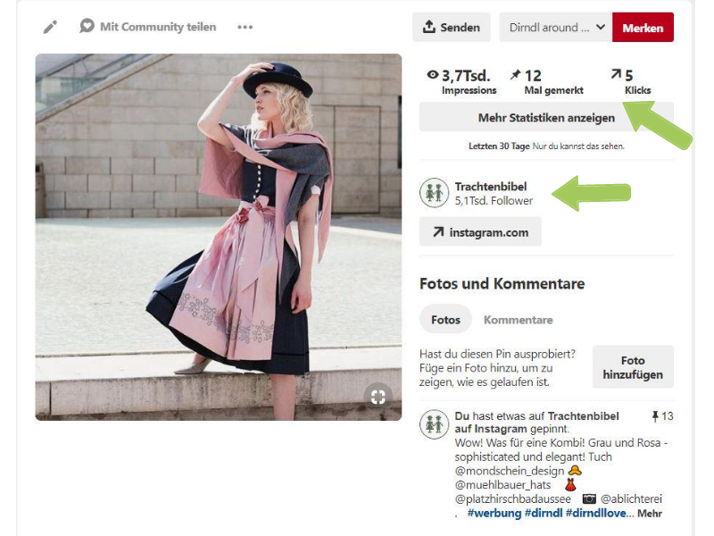 Instagram Pin Statistiken